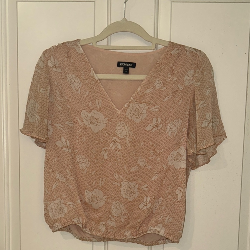 Express Women's Floral Tan Top